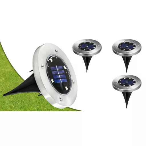 Set di lampade solari da esterno 4 pezzi con finitura in acciaio inossidabile, 8 LED, installazione versatile