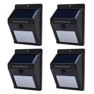  Set di 4 lampade solari da parete con sensore crepuscolare, impermeabili IP64, 12 ore di autonomia