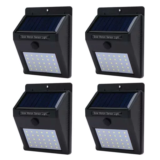 Set di 4 lampade solari da parete con sensore crepuscolare, impermeabili IP64, 12 ore di autonomia