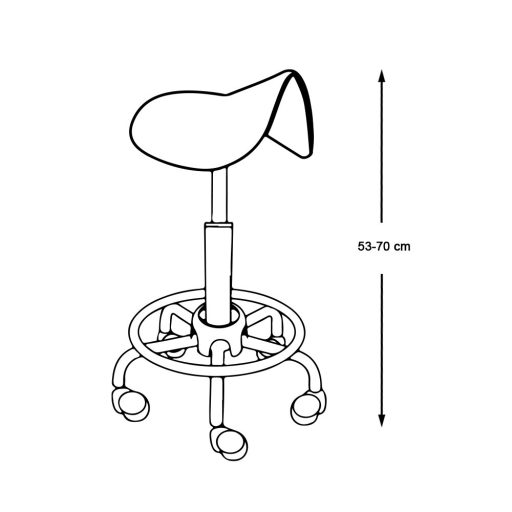 Sedia cosmetica ergonomica a sella con ruote - Altezza regolabile, pelle sintetica facile da pulire, nera