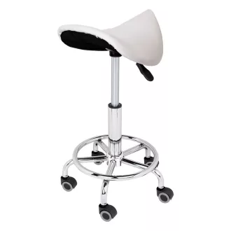   Sedia cosmetica ergonomica a sella con altezza regolabile e pelle sintetica facile da pulire - Bianca