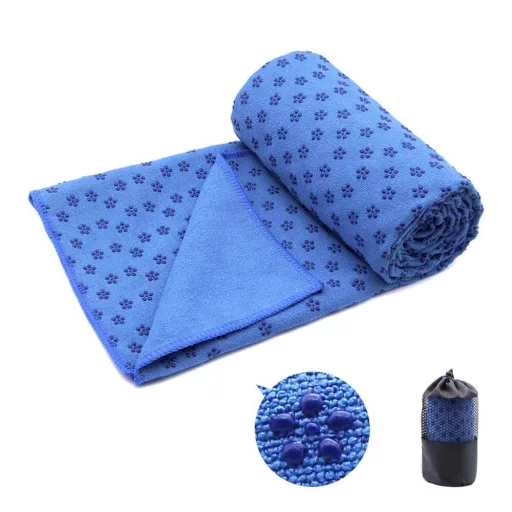 Asciugamano da yoga antiscivolo con borsa - Blu, ad asciugatura rapida, 185x62,5 cm