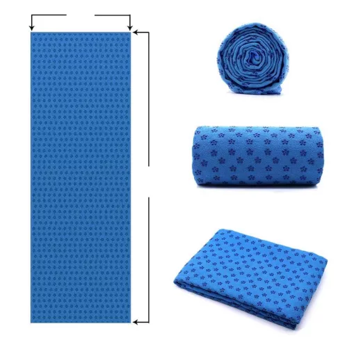 Asciugamano da yoga antiscivolo con borsa - Blu, ad asciugatura rapida, 185x62,5 cm