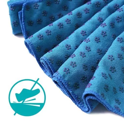 Asciugamano da yoga antiscivolo con borsa - Blu, ad asciugatura rapida, 185x62,5 cm