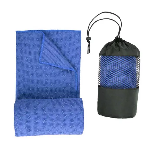 Asciugamano da yoga antiscivolo con borsa - Blu, ad asciugatura rapida, 185x62,5 cm