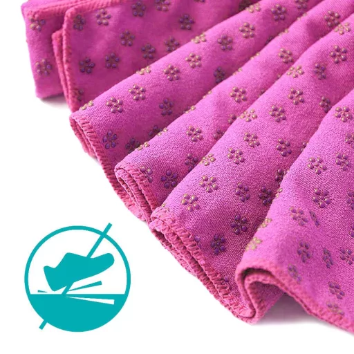 Asciugamano da yoga antiscivolo con borsa - Rosa, ad asciugatura rapida, 185x62,5 cm