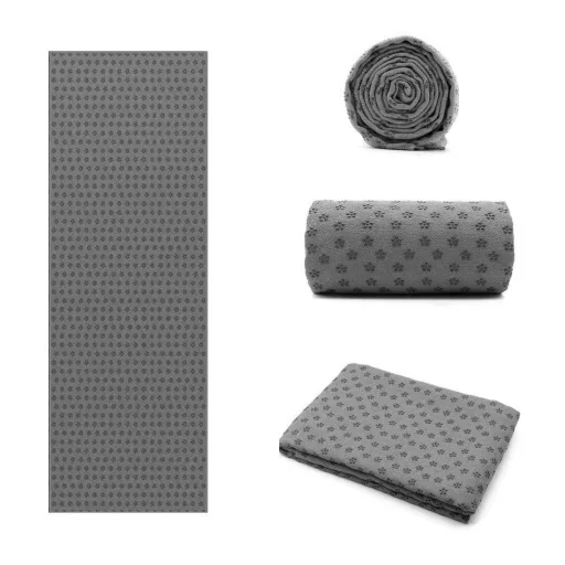 Asciugamano da yoga antiscivolo con borsa - Grigio