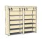 Mobile Shoe Storage Cabinet with 12 Shelves and Zipper Cover - Beige