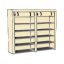 Mobile Shoe Storage Cabinet with 12 Shelves and Zipper Cover - Beige