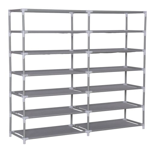 Mobile Shoe Storage Cabinet with 12 Shelves and Zipper Cover - Beige