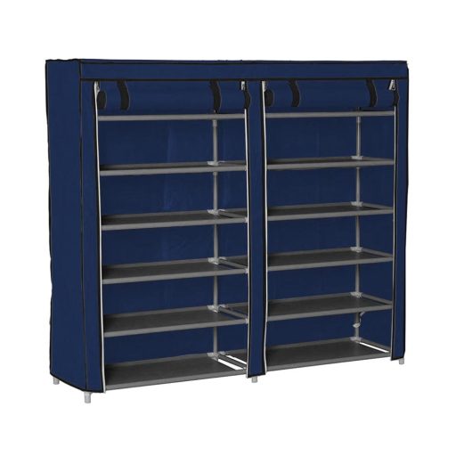 Mobile Shoe Storage Cabinet with 12 Shelves and Zipper Cover - 4 Colors Available