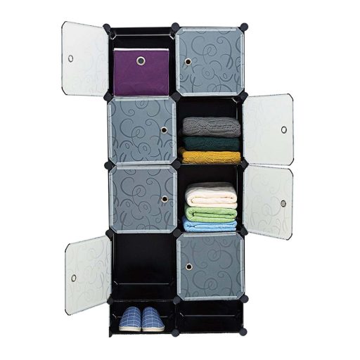 Armadio modulare in plastica - Stoccaggio personalizzabile con ripiani e barra appendiabiti, 10 scomparti, 162x74 cm