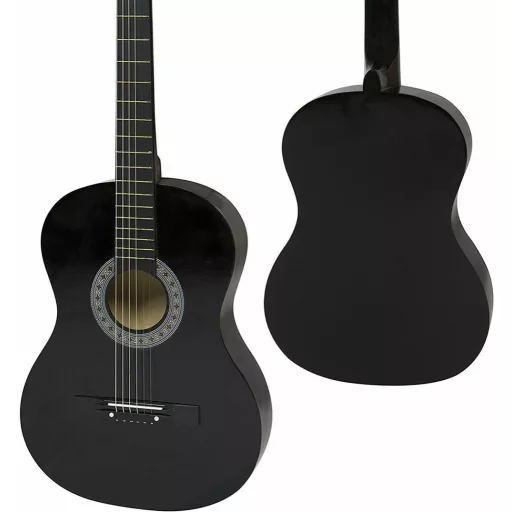 Set di Chitarra Acustica per Principianti, Taglia ¾ con Accessori e Accordatore - Nero