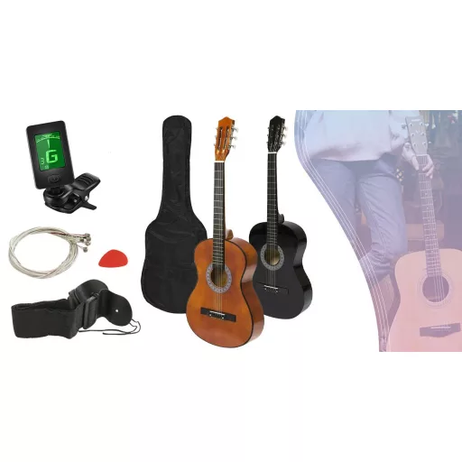 Set di Chitarra Acustica per Principianti, Taglia ¾ con Accessori e Accordatore - Nero