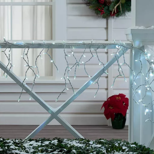 Tenda di luci a ghiacciolo LED con 230 LED - Bianco freddo, 8 modalità di illuminazione, Interno/Esterno, impermeabile IP44