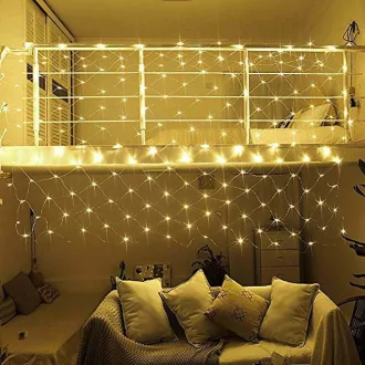   Luci a rete LED 128 - Bianco caldo e bianco freddo, 7 modalità, Interno/Esterno