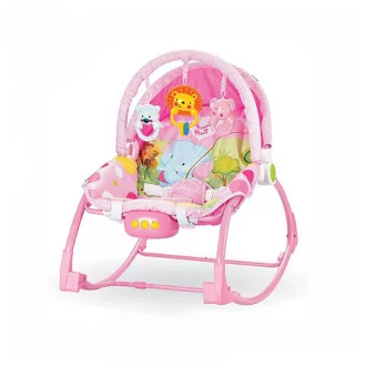   Dondolo musicale vibrante per bambini con barra giochi - portatile e facile da pulire