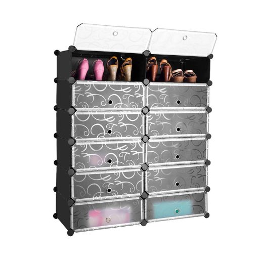 Armadio modulare per scarpe in plastica - Contiene 24 paia, 12 scomparti, design salvaspazio