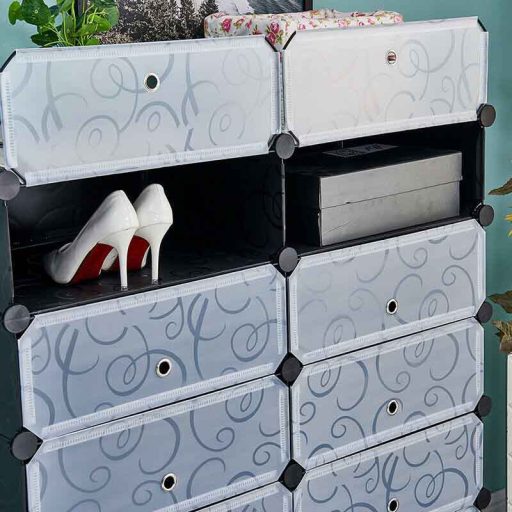 Armadio modulare per scarpe in plastica - Contiene 24 paia, 12 scomparti, design salvaspazio