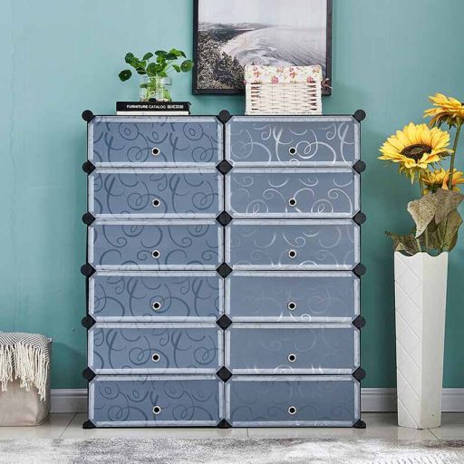 Armadio modulare per scarpe in plastica - Contiene 24 paia, 12 scomparti, design salvaspazio