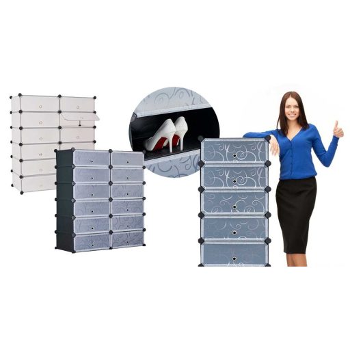 Armadio modulare per scarpe in plastica - Contiene 24 paia, design salvaspazio