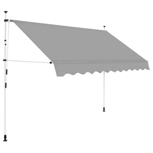 Tenda da sole retrattile, grigia, 350x120 cm, impermeabile, altezza regolabile