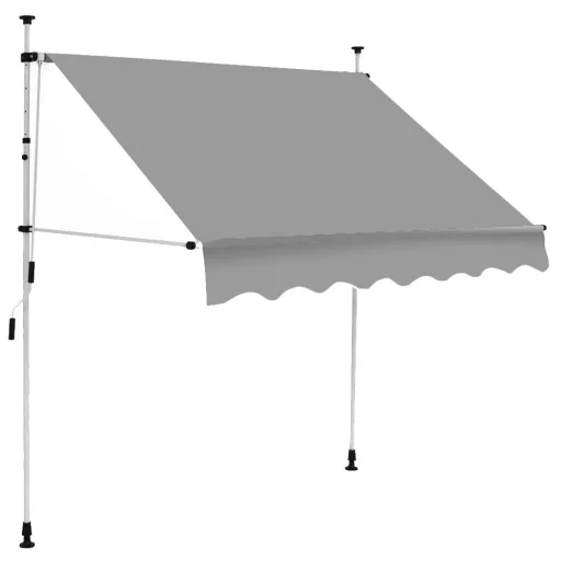 Tenda parasole retrattile, poliestere impermeabile, altezza regolabile 2-3m, senza foratura, 200x120 cm
