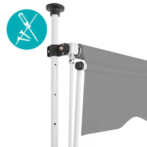Tenda parasole retrattile, poliestere impermeabile, altezza regolabile 2-3m, senza foratura, 200x120 cm