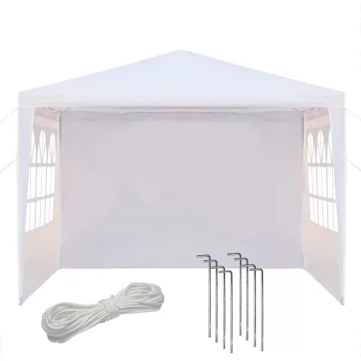 Tenda da festa bianca con pareti laterali - dimensione 3x3 metri, facile da montare