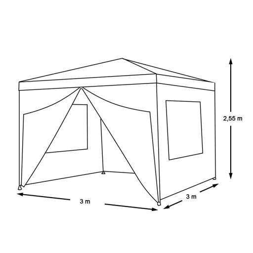 Tenda da festa bianca con pareti laterali - dimensione 3x3 metri, facile da montare