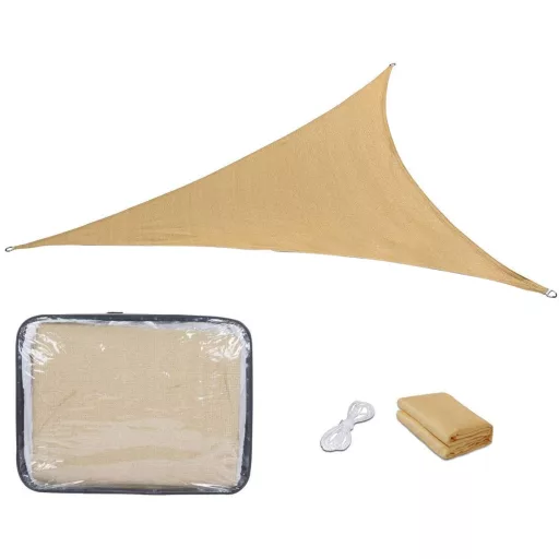 Telo ombreggiante quadrato 3,6 m - Polietilene durevole, beige, facile da installare