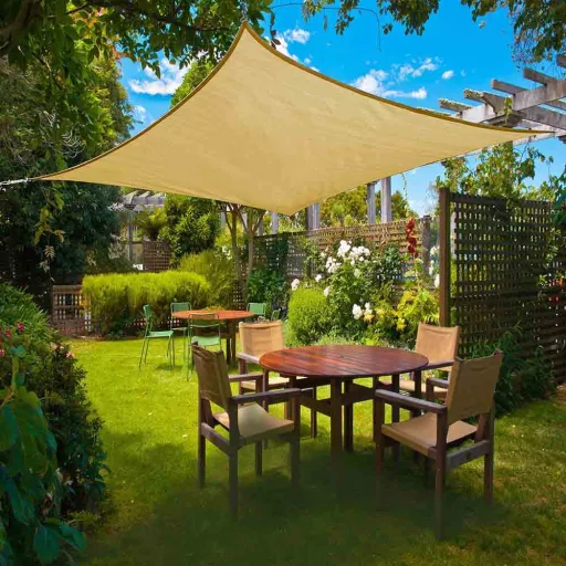 Telo ombreggiante quadrato 3,6 m - Polietilene durevole, più tipi, beige