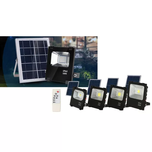 Faro LED Solare con Telecomando - 20W, Impermeabile IP65, Cavo da 5m
