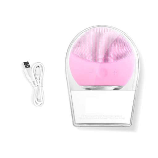 Massaggiatore facciale elettrico - Rosa, silicone impermeabile, 8 livelli di vibrazione, ricaricabile