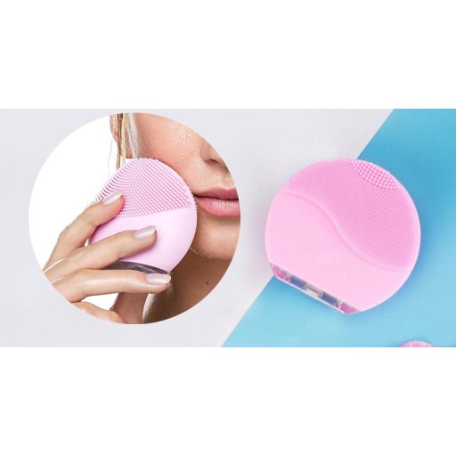 Massaggiatore facciale elettrico - Rosa, silicone impermeabile, 8 livelli di vibrazione, ricaricabile