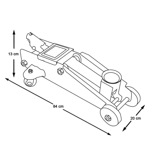 Jack idraulico da pavimento 2 tonnellate con altezza regolabile (13-33 cm) e manico ergonomico