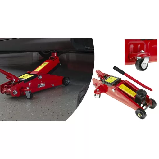 Jack idraulico da pavimento 2 tonnellate con altezza regolabile (13-33 cm) e manico ergonomico