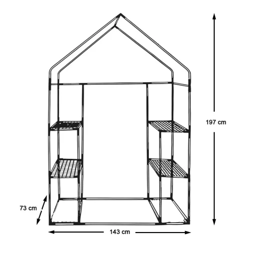 Serra portatile con ripiani 2x2 e copertura resistente alle intemperie
