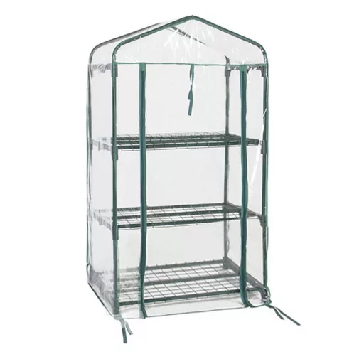 Mini Serra con Struttura in Metallo - 3 Ripiani, Copertura in PVC Resistente alle Intemperie