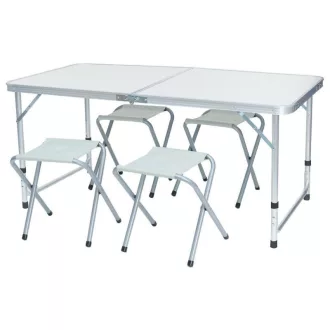 Set da tavolo da campeggio portatile regolabile con 4 sedie