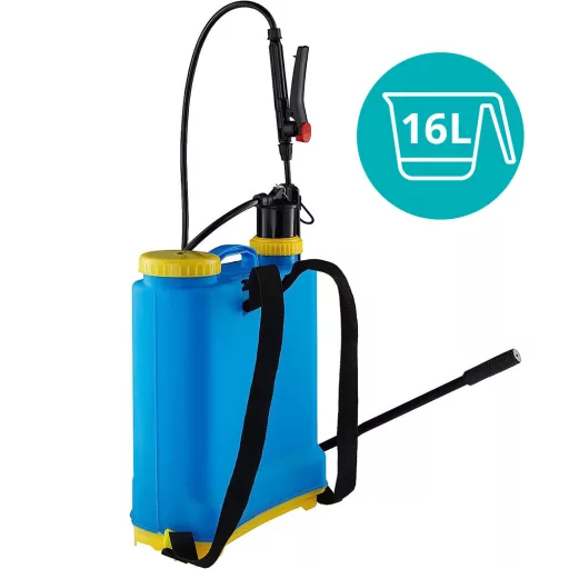 Spruzzatore zaino ergonomico da 16L con 3 ugelli per uso in giardino
