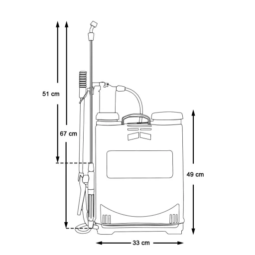 Spruzzatore zaino ergonomico da 16L con 3 ugelli per uso in giardino