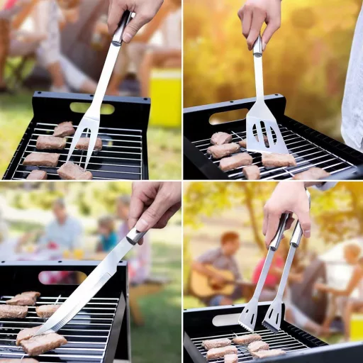 Set di attrezzi per barbecue in acciaio inossidabile da 9 pezzi con borsa da trasporto