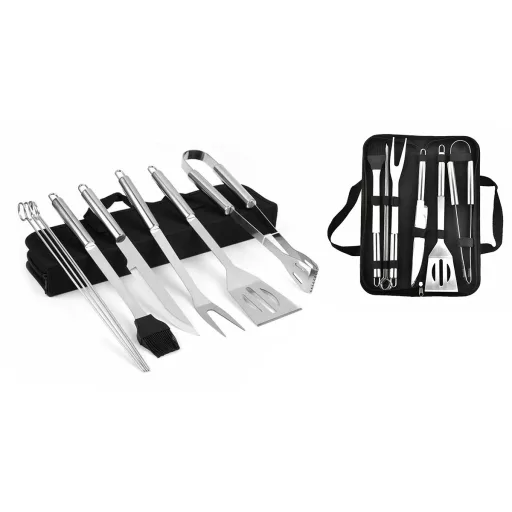 Set di attrezzi per barbecue in acciaio inossidabile da 9 pezzi con borsa da trasporto