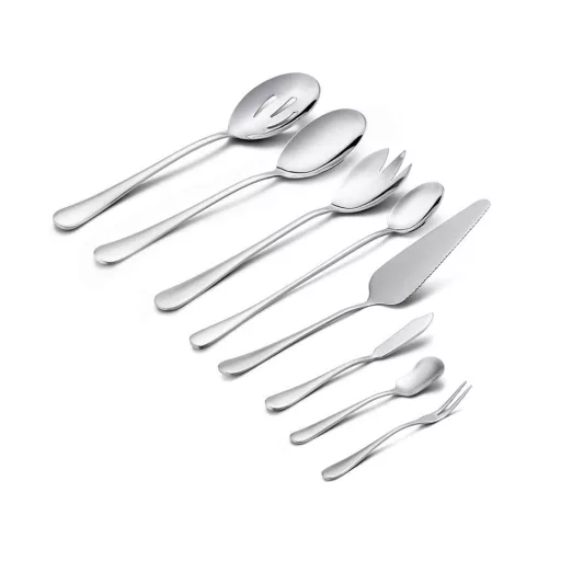 Set di posate in acciaio inossidabile da 84 pezzi per 12 persone con scatola regalo - opzioni argento e argento-oro