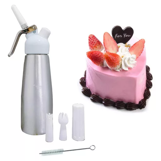 Dispenser per panna montata 500 ml con 3 beccucci decorativi
