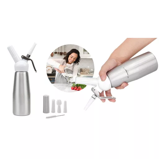 Dispenser per panna montata 500 ml con 3 beccucci decorativi