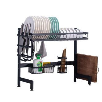   Scolapiatti da posizionare sopra il lavello con ganci e contenitori - Design doppio