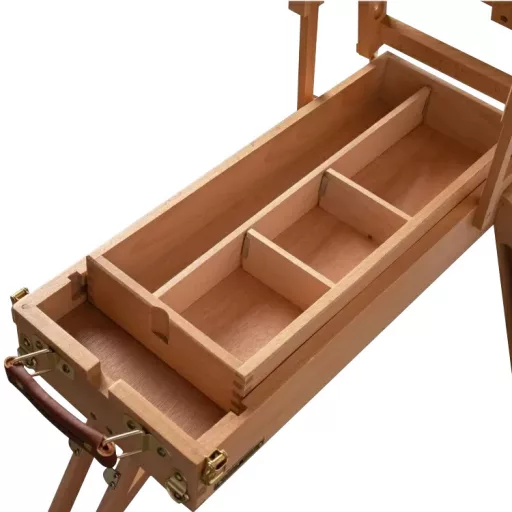 Cavalletto in legno portatile con altezza regolabile e tracolla