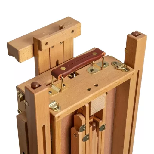 Cavalletto in legno portatile con altezza regolabile e tracolla